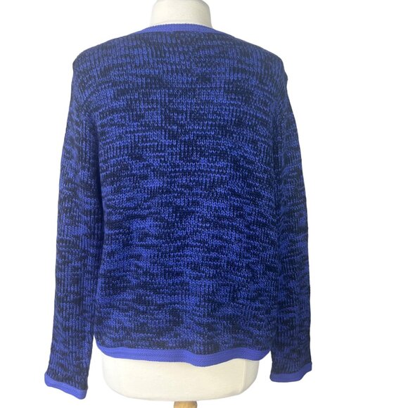 Karen Lessly Cardigan Sweater Womens 2X Blue Black New - Picture 2 of 10
